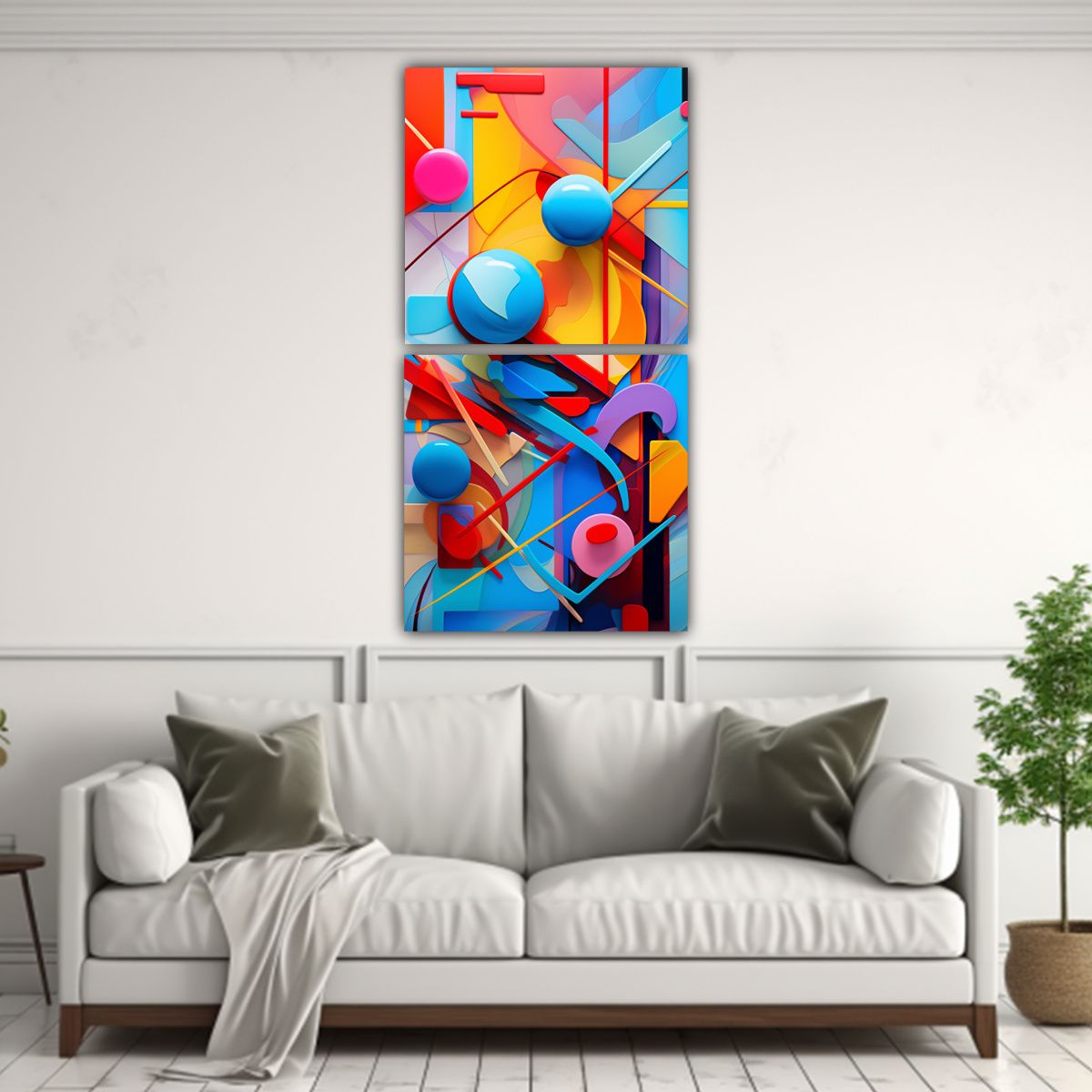 GENERICO - Díptico Forma Espacio Pintura Abstracta 40x80 Cm