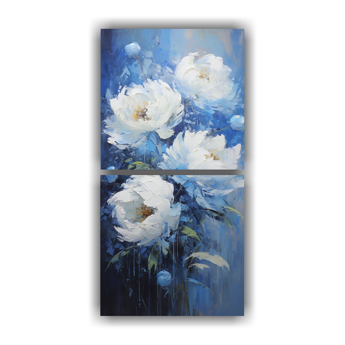 GENERICO - Cuadro Moderno Innovador De Peonías Azules En 60x120 Cm