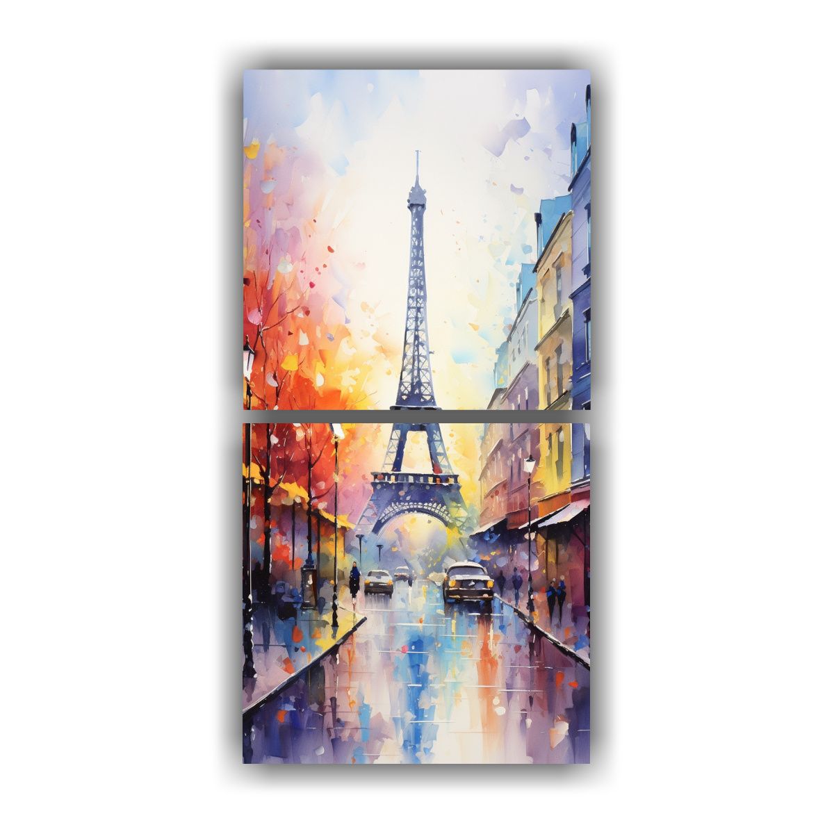 GENERICO - Cuadro Acuarela Torre Eiffel Vitalidad Pintura 50x100 Cm