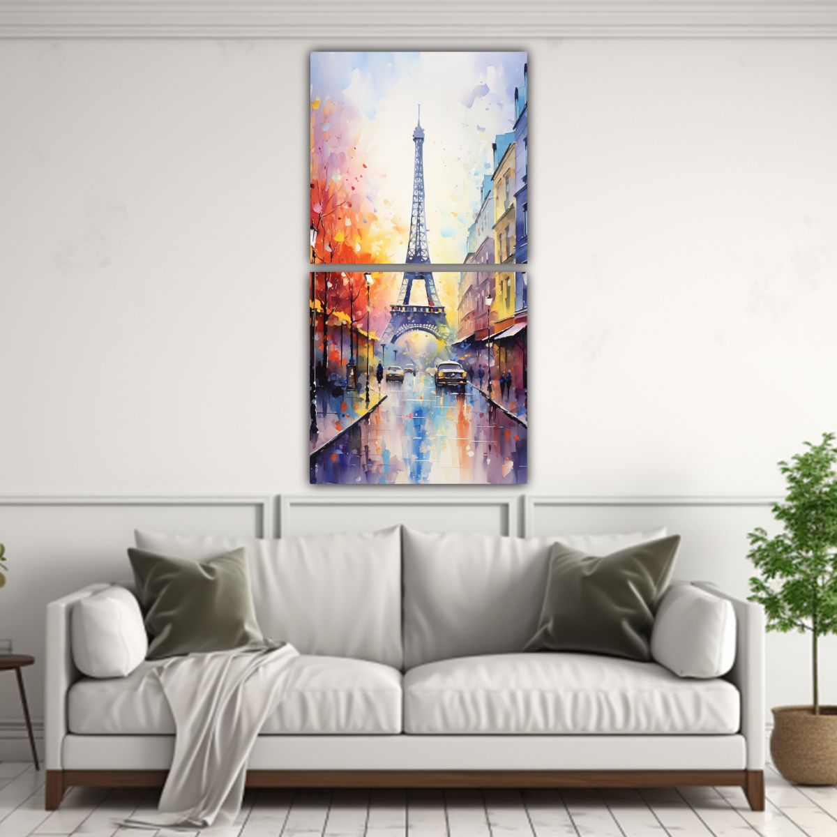 GENERICO - Cuadro Acuarela Torre Eiffel Vitalidad Pintura 50x100 Cm