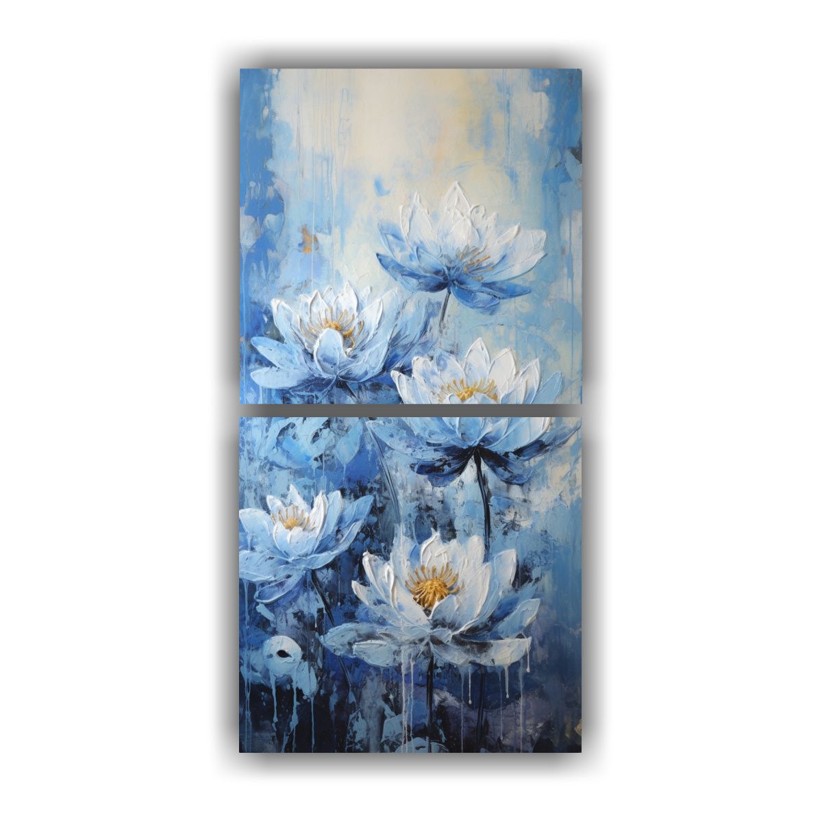 GENERICO - Pintura Lienzo Azul Con Relieve Estilo B Set 2 20x40 Cm