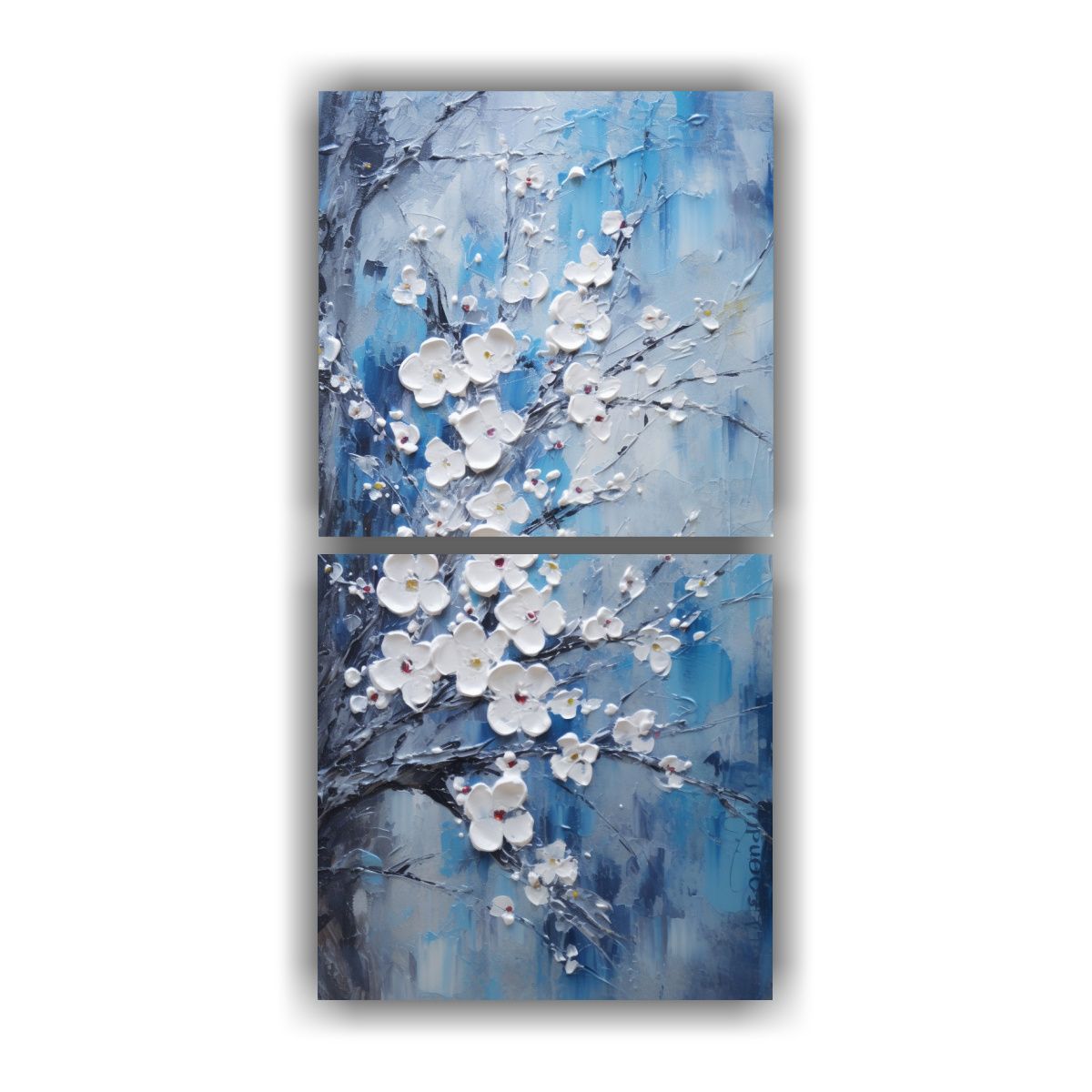 GENERICO - Pintura En Lienzo De Cerezos Azules En 50x100 Cm