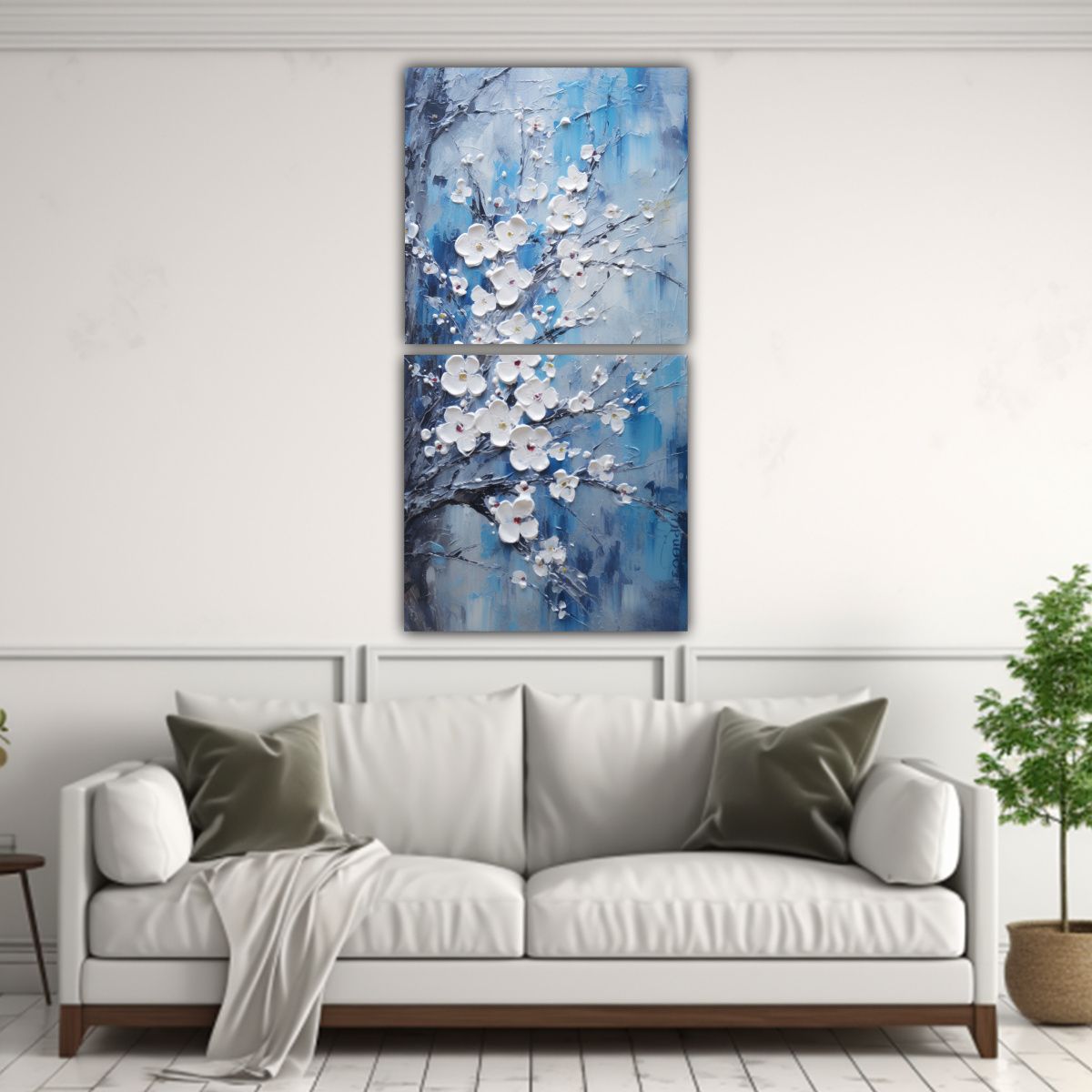 GENERICO - Pintura En Lienzo De Cerezos Azules En 50x100 Cm