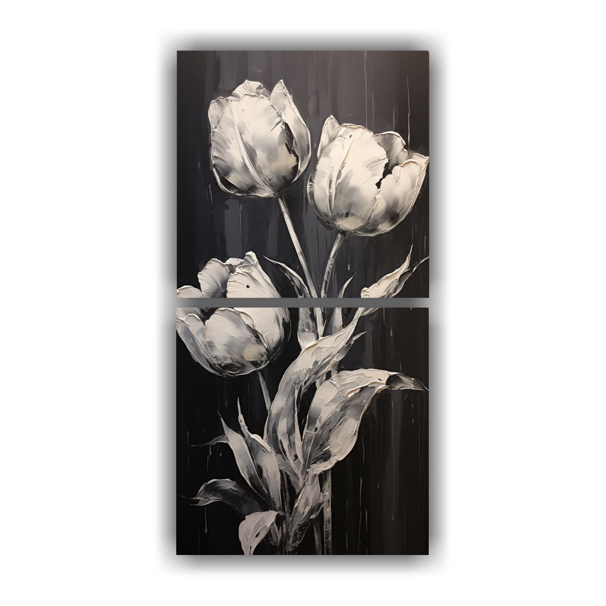 GENERICO - Lienzo Dibujo Escena De TULIPANES Negros Estilo 20x40 Cm