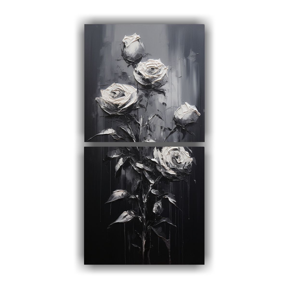 GENERICO - Pintura Espectacular De Rosas Negras Estilo 50x100 Cm