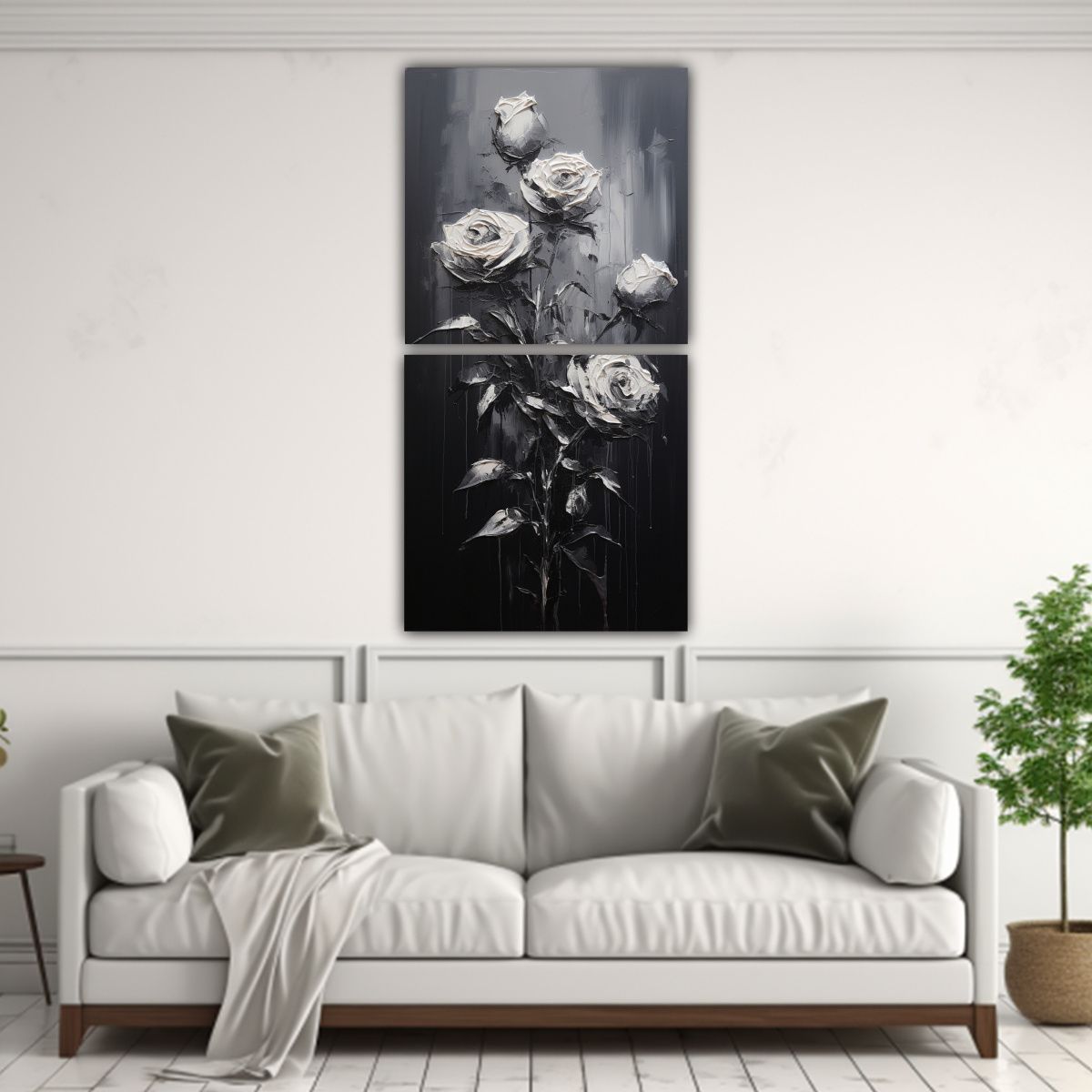 GENERICO - Pintura Espectacular De Rosas Negras Estilo 50x100 Cm