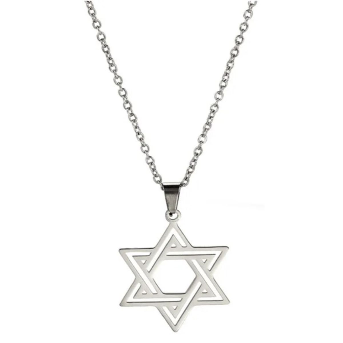 TODOJOYAS - Colgante Collar Estrella David Biselada Acero Plateado