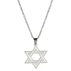 TODOJOYAS - Colgante Collar Estrella David Biselada Acero Plateado