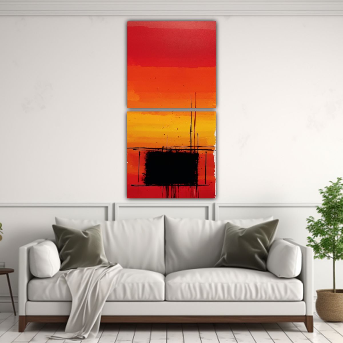 GENERICO - Lienzos Estilo Paul Klee Set 2 Minimalista Y 50x100 Cm