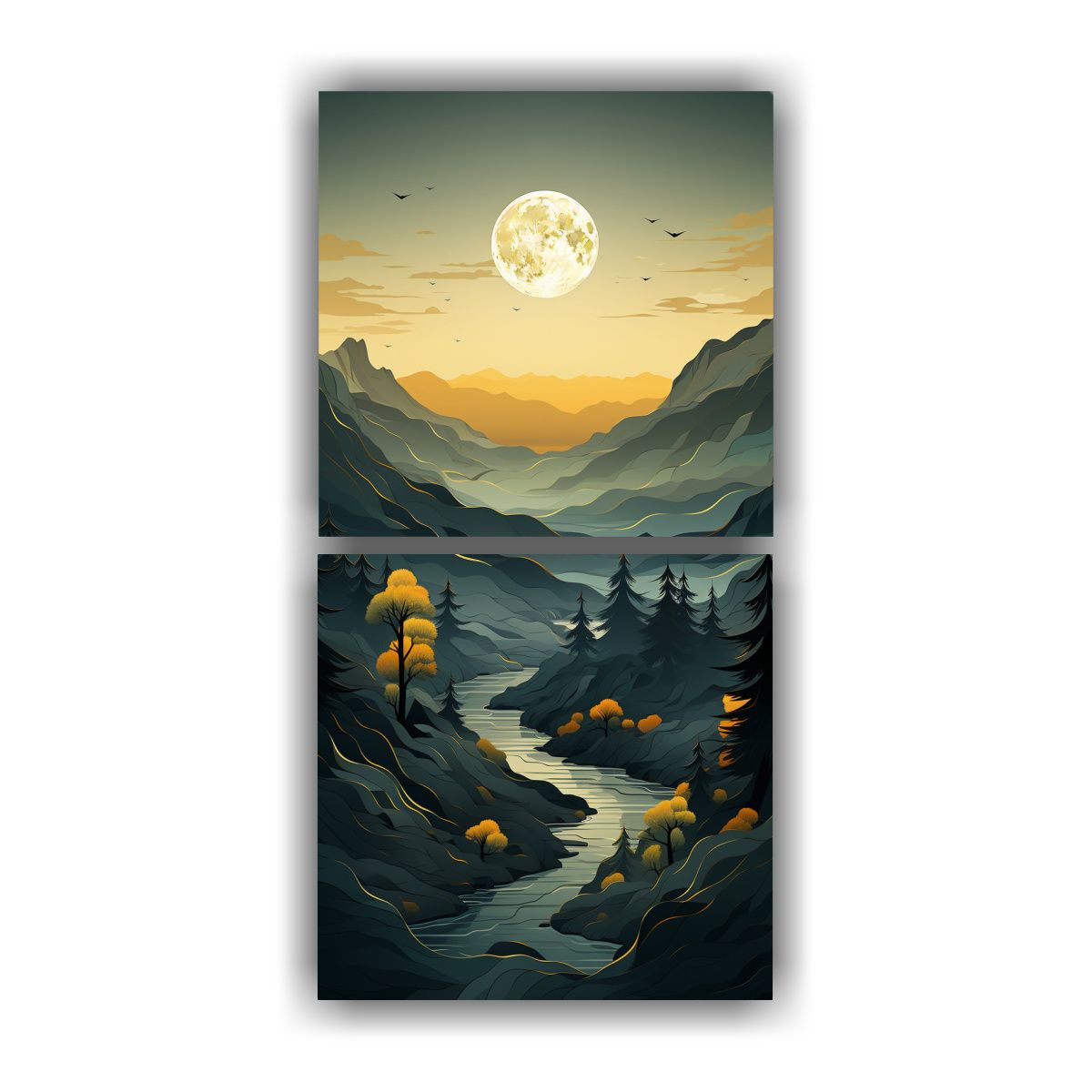 GENERICO - Cuadro Abstracto Montañas Minimalistas 60x120 Cm