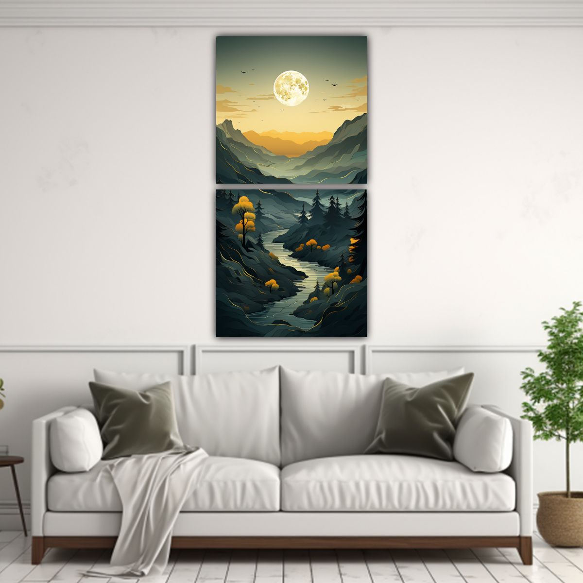 GENERICO - Cuadro Abstracto Montañas Minimalistas 60x120 Cm