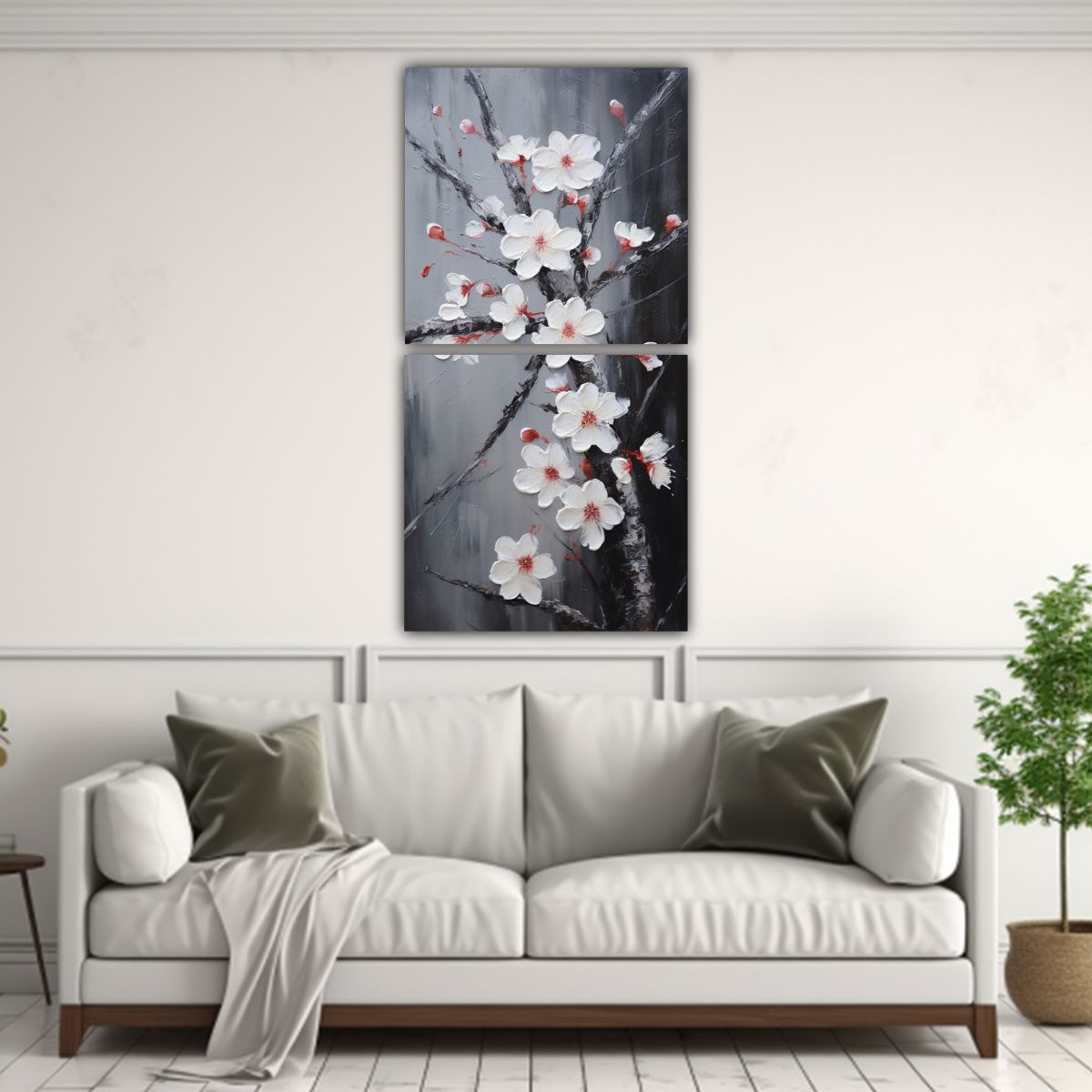 GENERICO - Pintura En Lienzo Moderna De Cerezo Negro Con 50x100 Cm