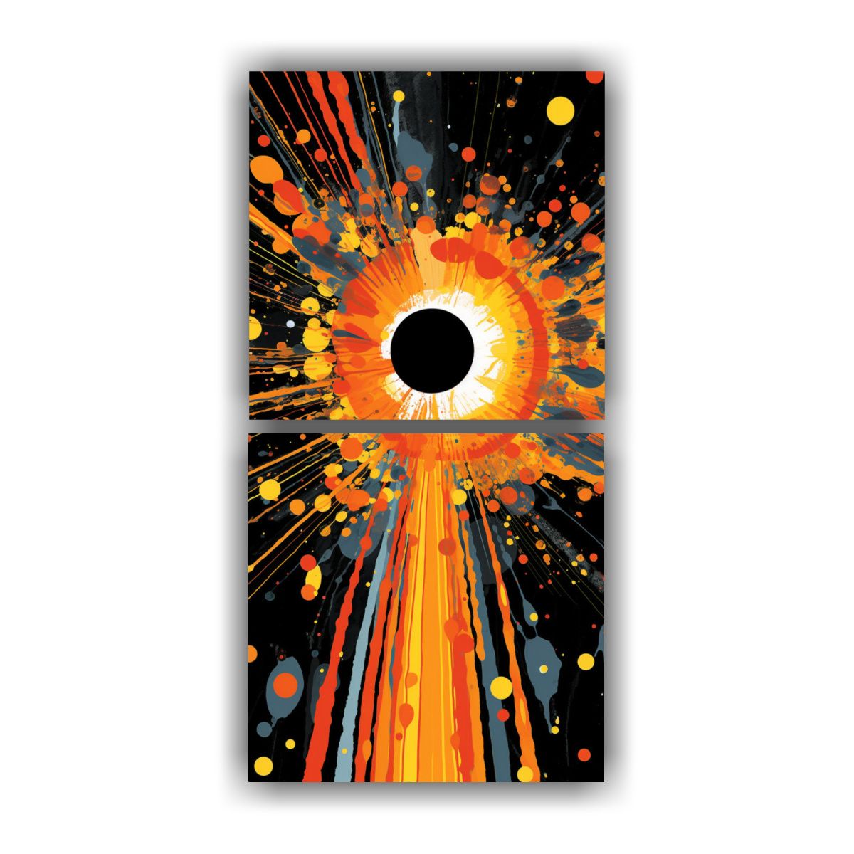 GENERICO - Dos Cuadros Abstracto Contraste Hobitti A Botón 50x100 Cm