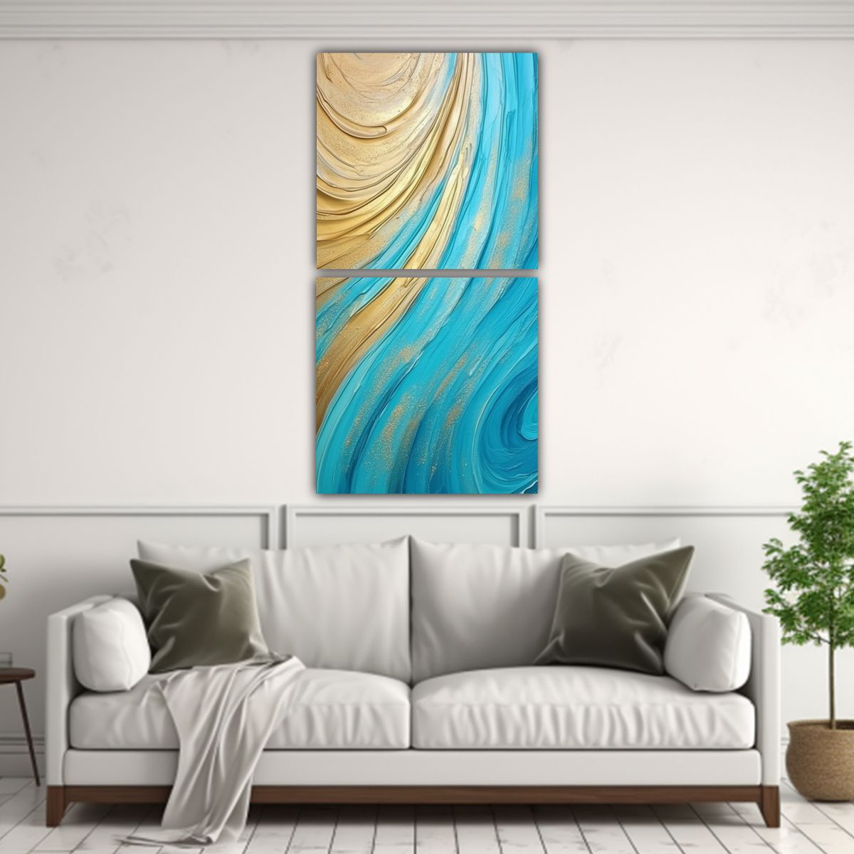 GENERICO - Conjunto 2 Lienzos Acuarela Representación 60x120 Cm