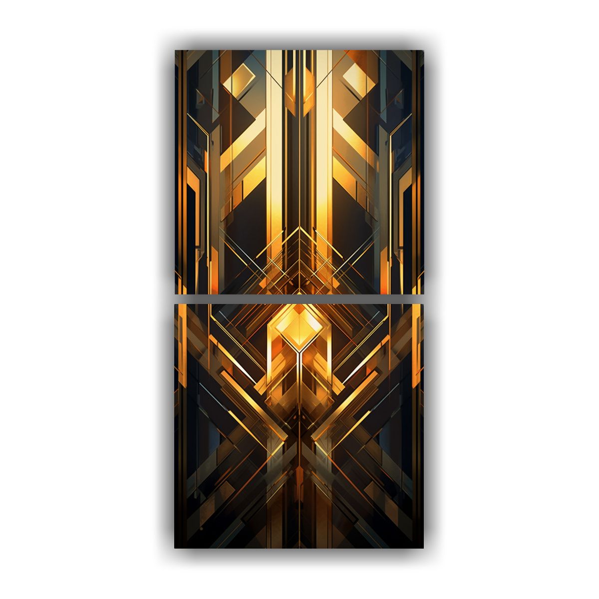 GENERICO - Cuadros Abstractos Geométricos En Tonos Dorado Y 50x100 Cm