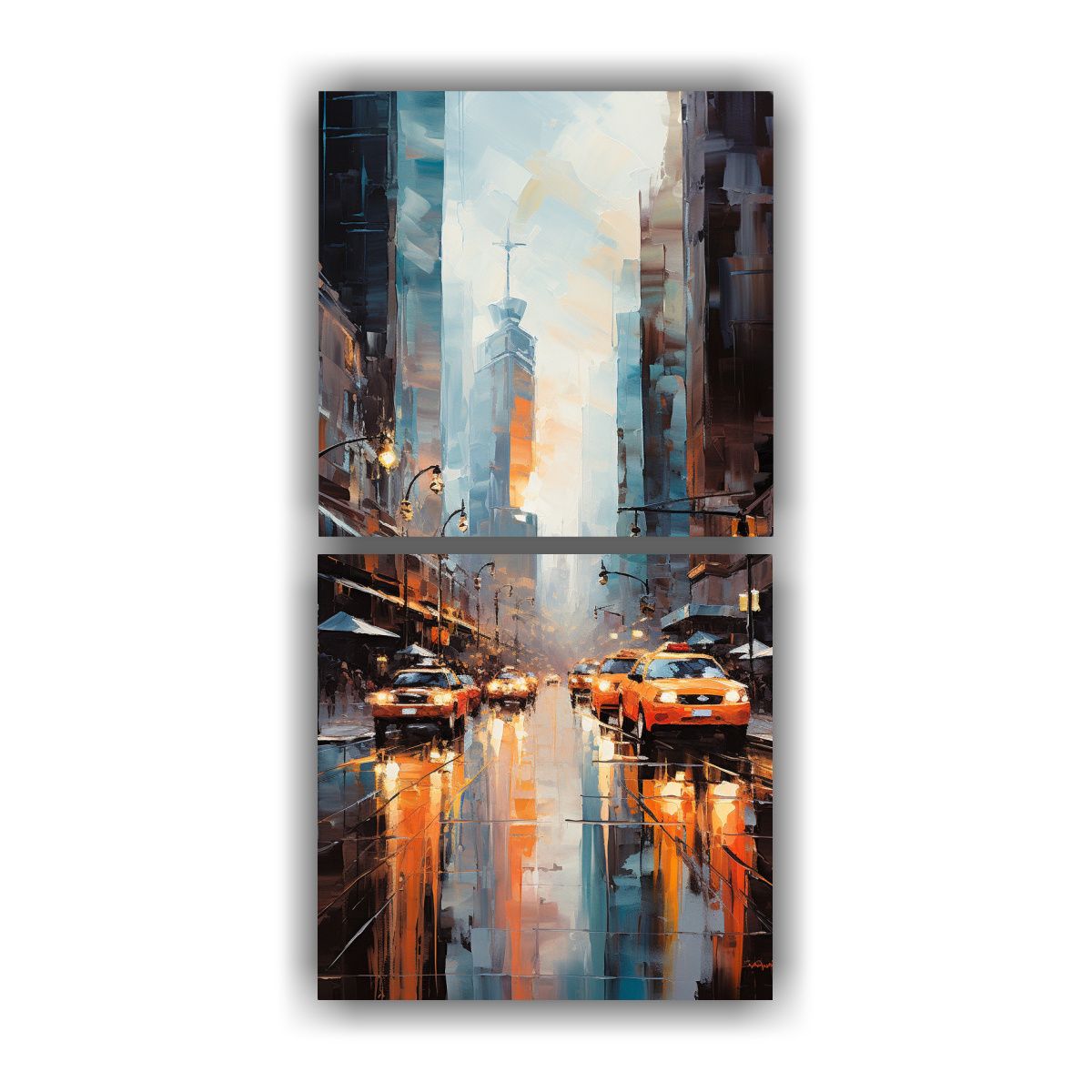 GENERICO - Díptico Moderno Linda Ruta Urbana En Distintos 20x40 Cm