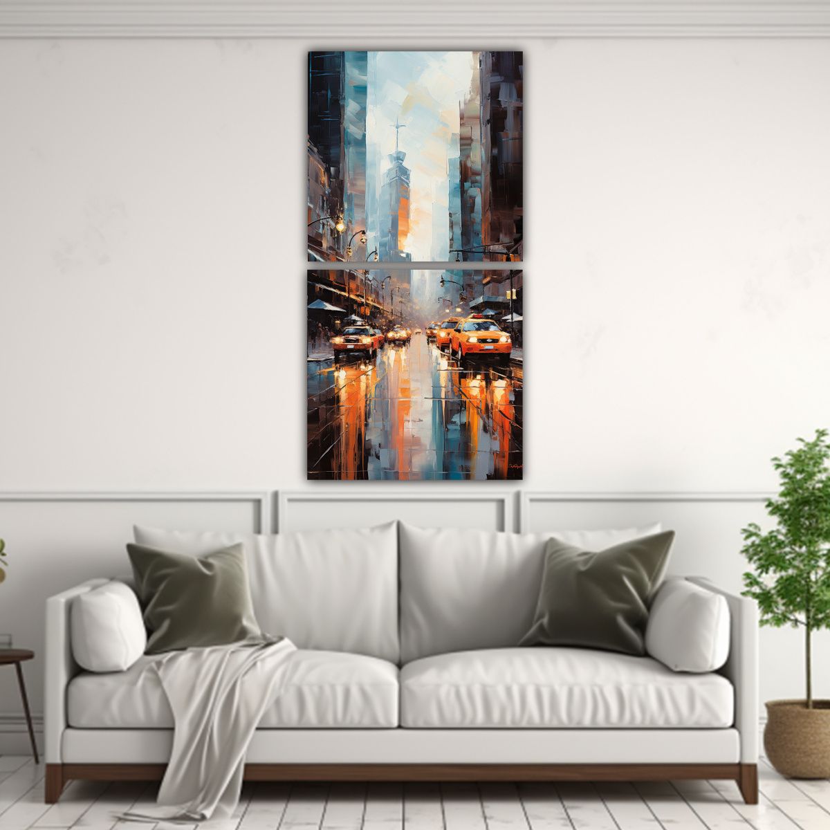 GENERICO - Díptico Moderno Linda Ruta Urbana En Distintos 20x40 Cm