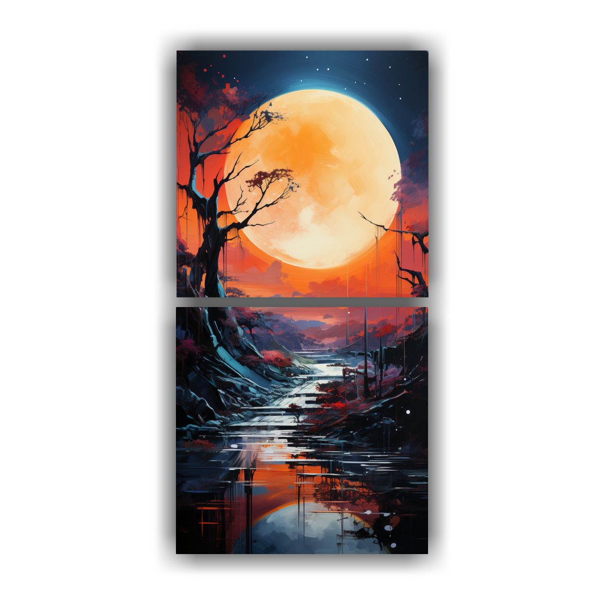 GENERICO - Paisaje Surrealista De Dos Cuadros Future 40x80 Cm