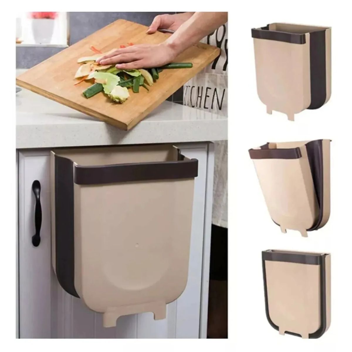 GENERICO - Papelera Plegable Basurero Cocina Ergonómico Puerta Multiuso