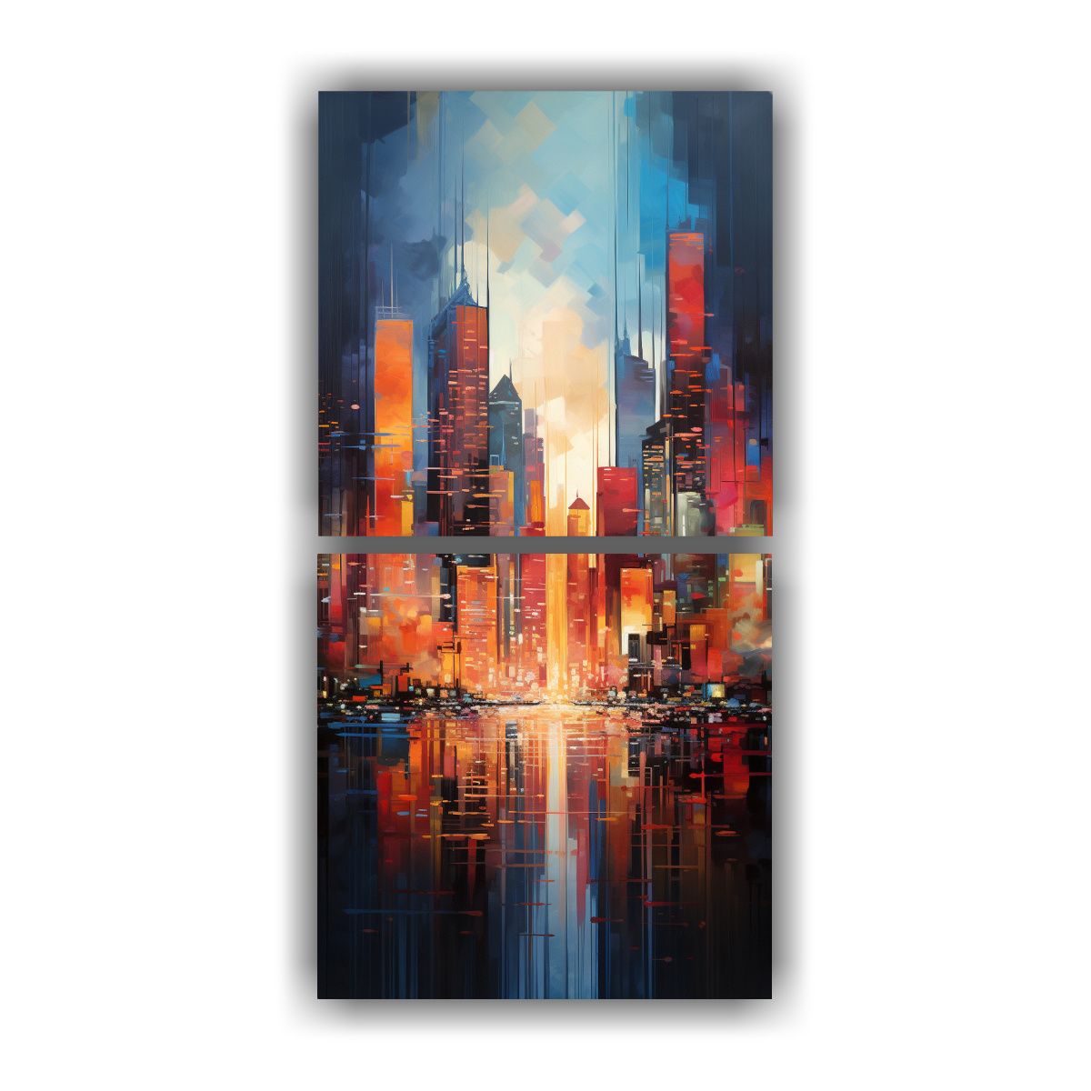 GENERICO - Cuadro Arte Abstracto Dinámico De Una Ciudad En 20x40 Cm
