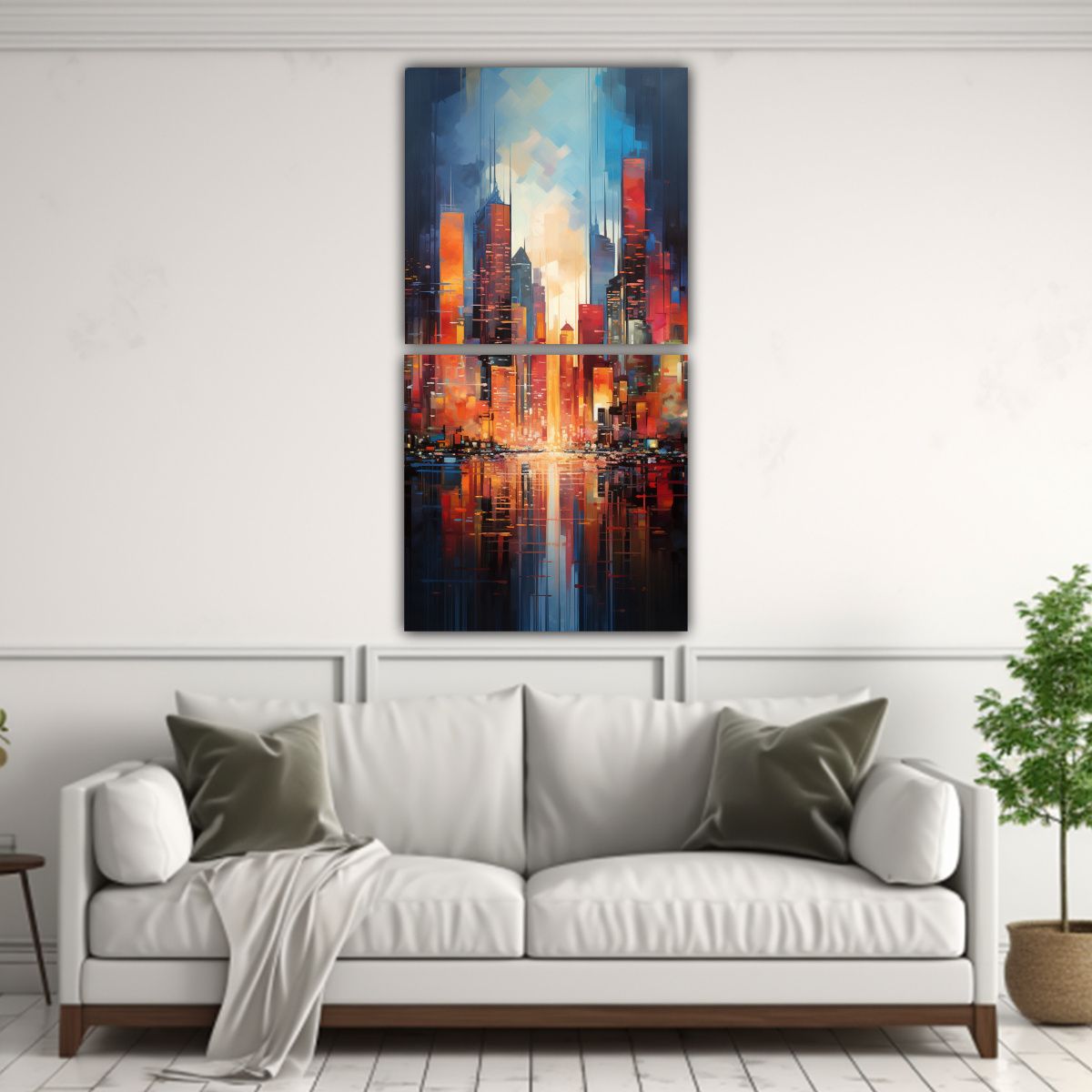 GENERICO - Cuadro Arte Abstracto Dinámico De Una Ciudad En 20x40 Cm