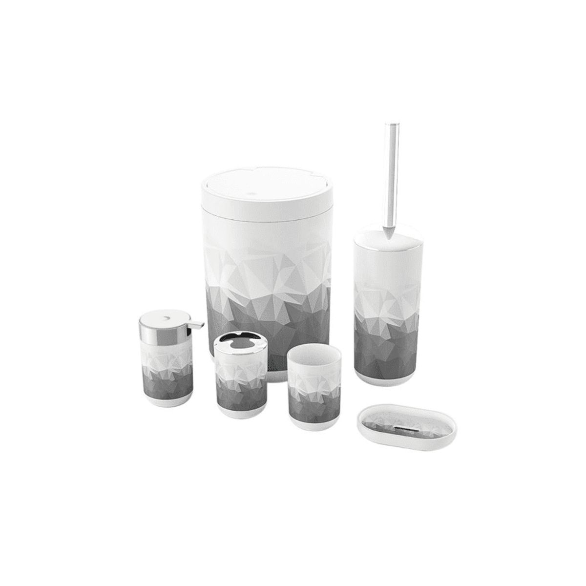 GENERICO - Set Juego De Baño 6 Piezas Accesorios Elegante Gris