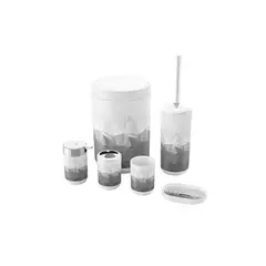 GENERICO - Set Juego De Baño 6 Piezas Accesorios Elegante Gris