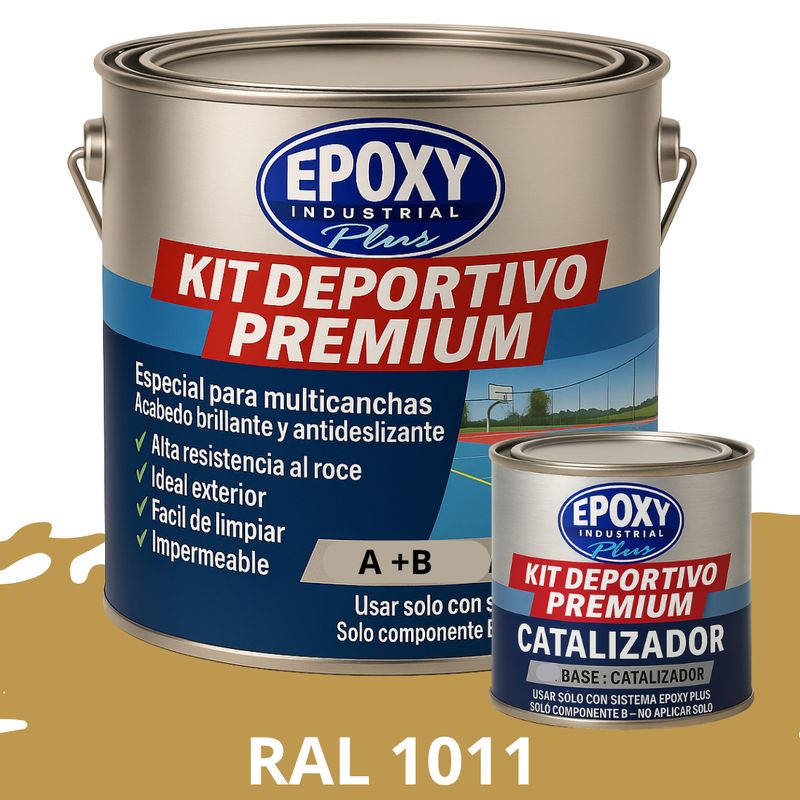 EPOXY - PINTURA  ALTO TRÁFICO  Deportivo Premium  Epóxica 2K  Epoxy Plus  1G RAL 1011