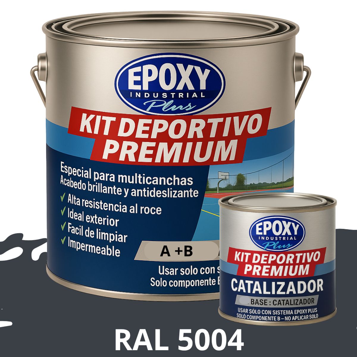 EPOXY - PINTURA  ALTO TRÁFICO  Deportivo Premium  Epóxica 2K  Epoxy Plus  1G RAL 5004