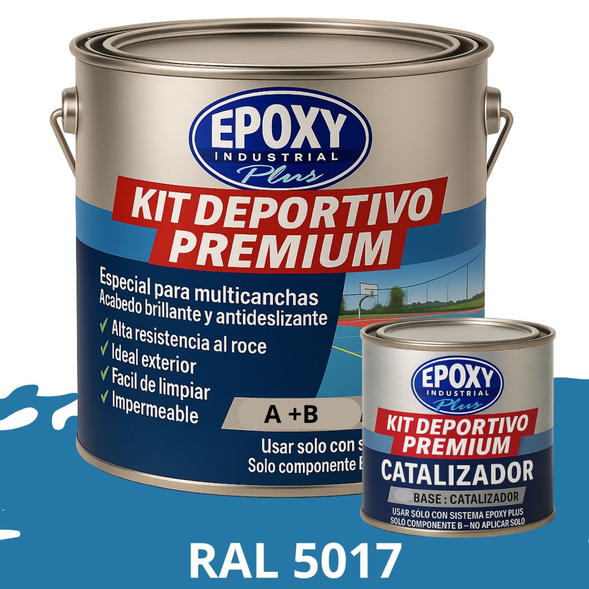 EPOXY - PINTURA  ALTO TRÁFICO  Deportivo Premium  Epóxica 2K  1G RAL 5017