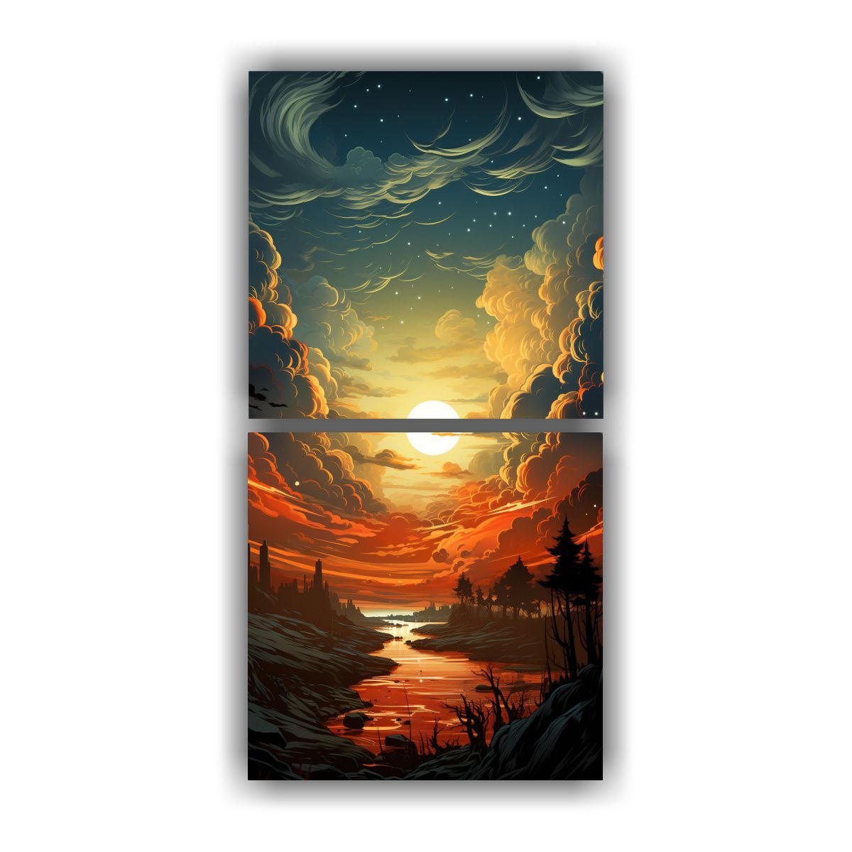 GENERICO - Cuadros Cuadro Escena Tormenta De Rayos Nubes 40x80 Cm