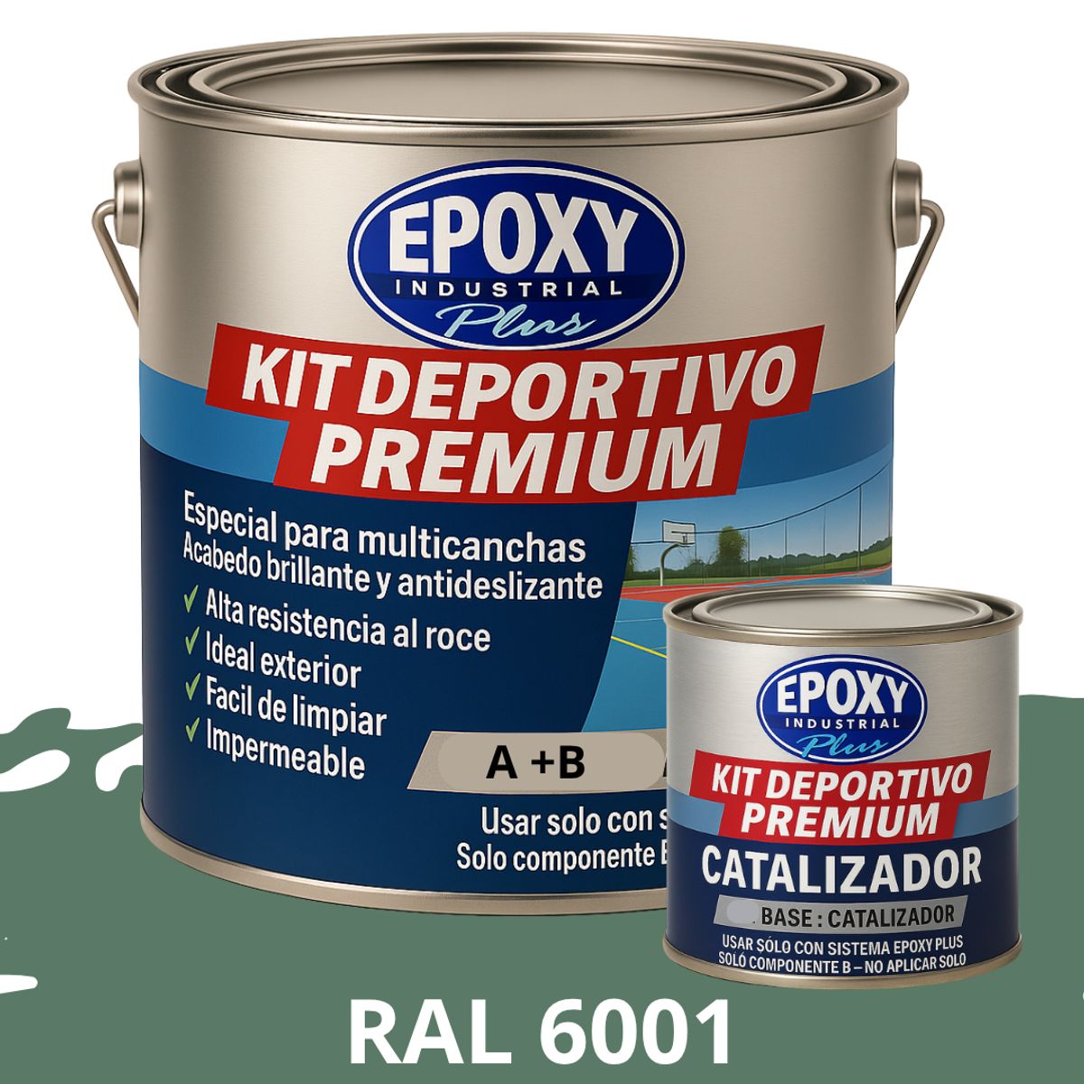 EPOXY - PINTURA  ALTO TRÁFICO  Deportivo Premium  Epóxica 2K  Epoxy Plus  1G RAL 6001