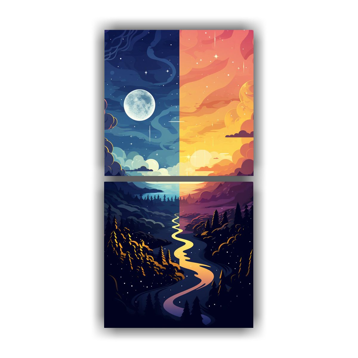 GENERICO - Pinturas Modernas Surrealistas De Paisajes 60x120 Cm