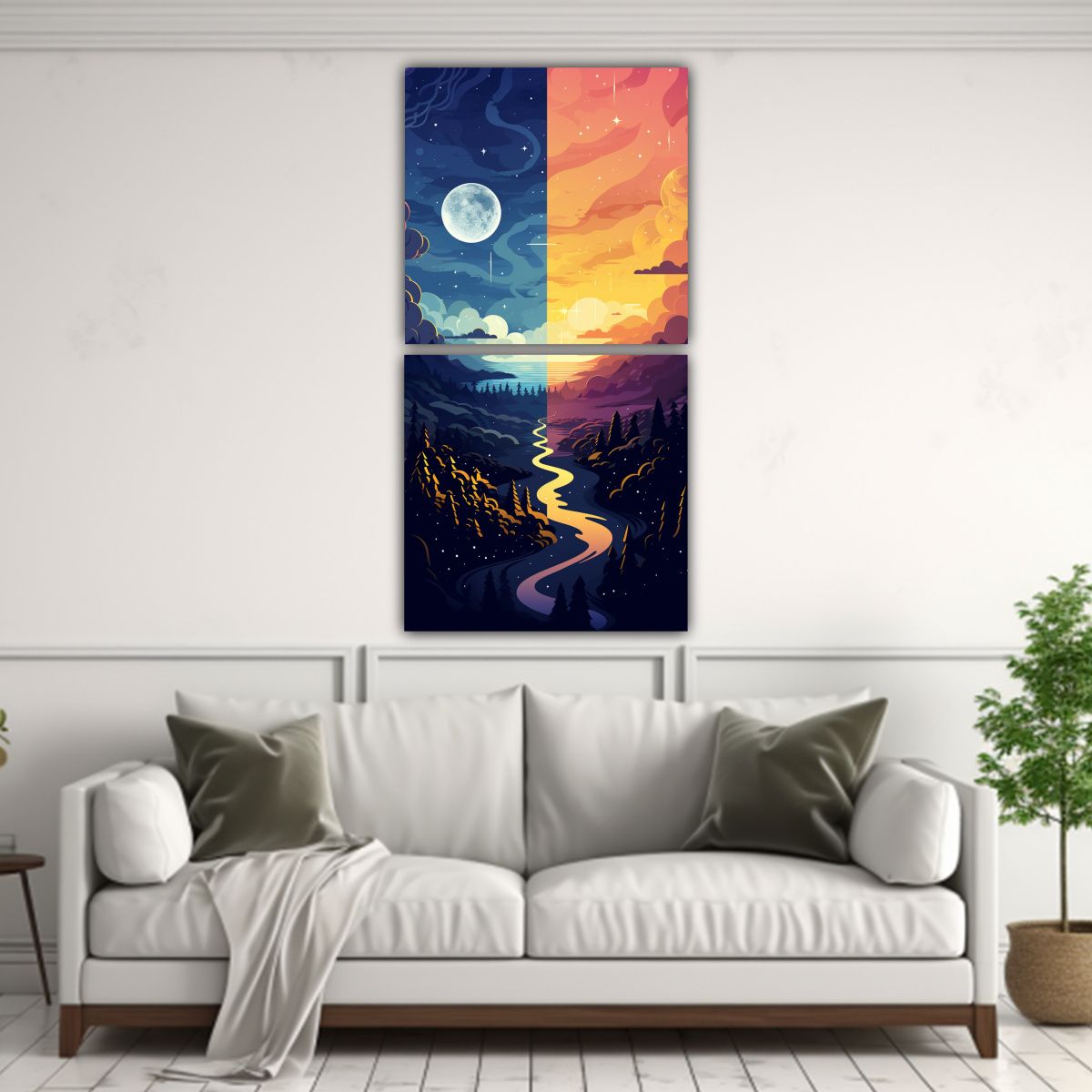 GENERICO - Pinturas Modernas Surrealistas De Paisajes 60x120 Cm