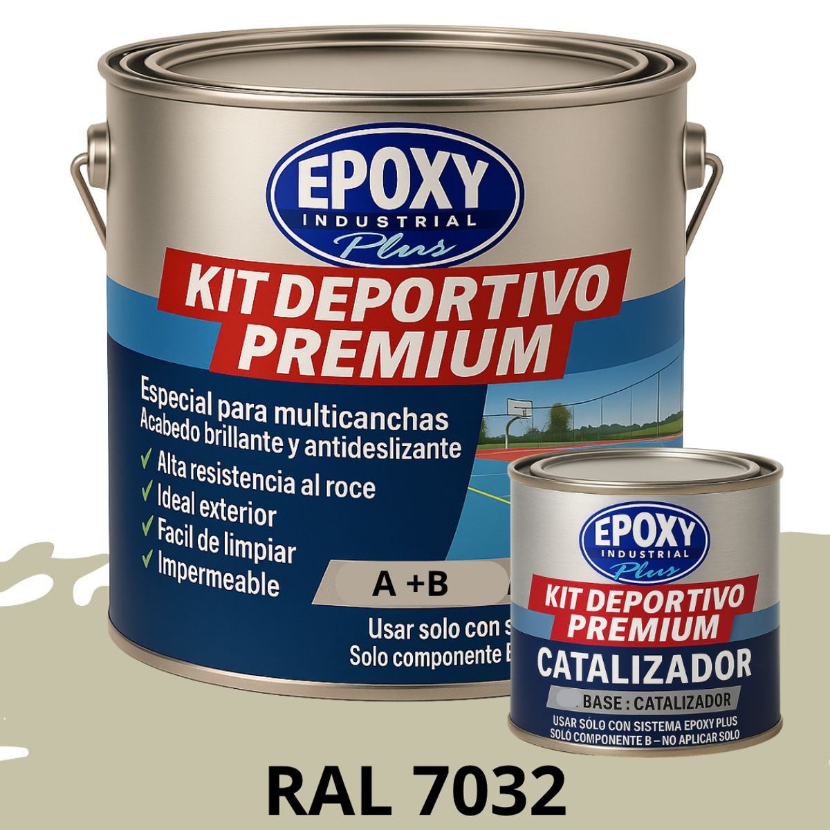 EPOXY - PINTURA  ALTO TRÁFICO  Deportivo Premium  Epóxica 2K  Epoxy Plus  1G RAL 7032