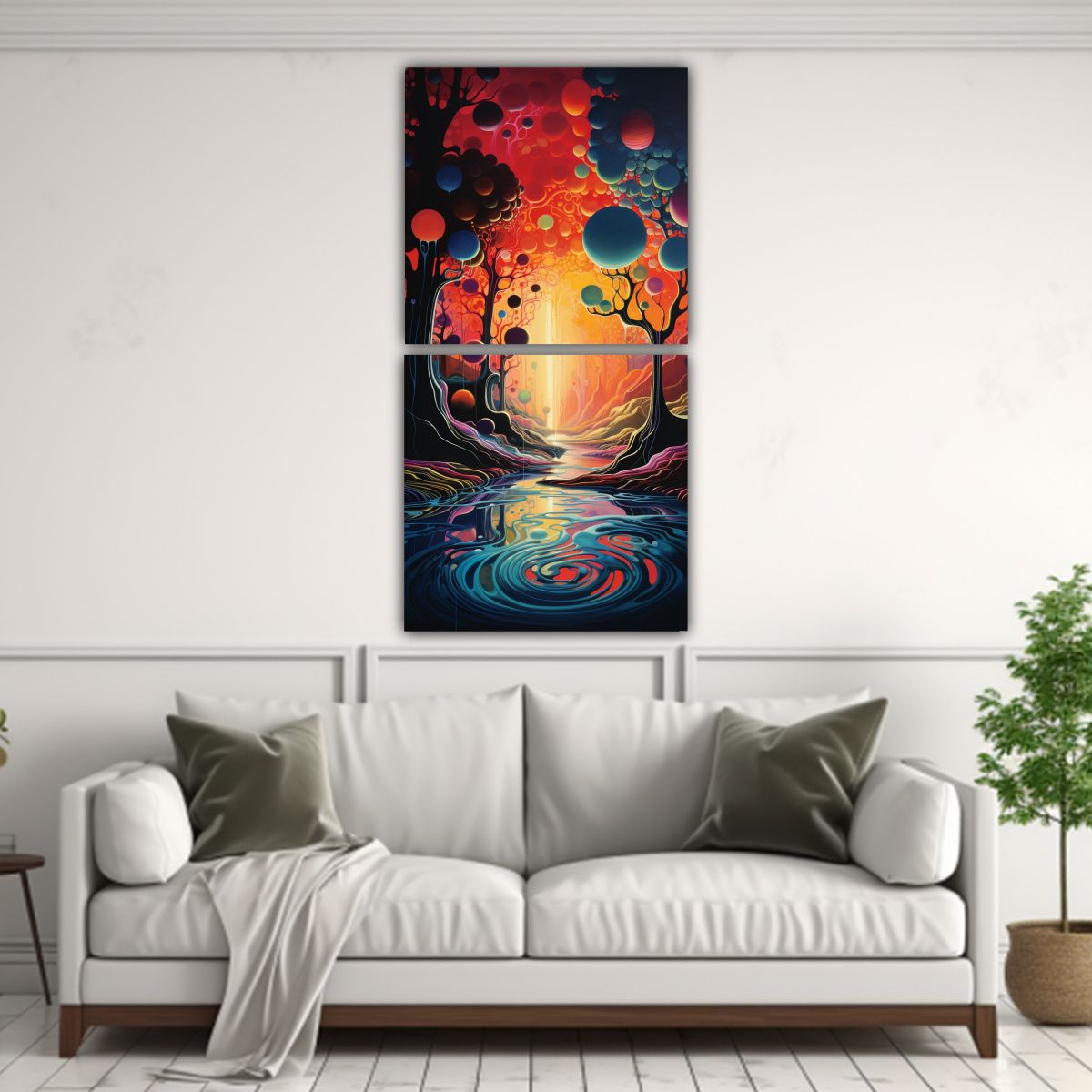 GENERICO - Set 2 Telas Bastidor Hermoso Colores Surreal 50x100 Cm