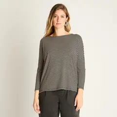 LORENZO DI PONTTI - Polera Camel a Rayas Manga Larga