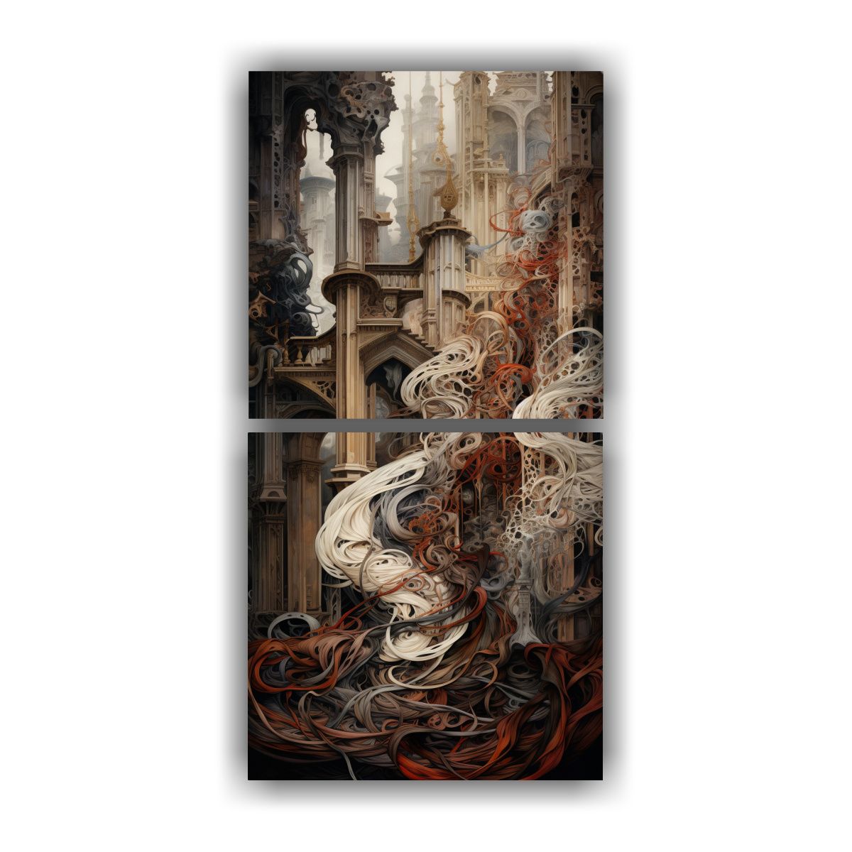 GENERICO - Dos Composiciones Abstracción Mural Capas De 20x40 Cm