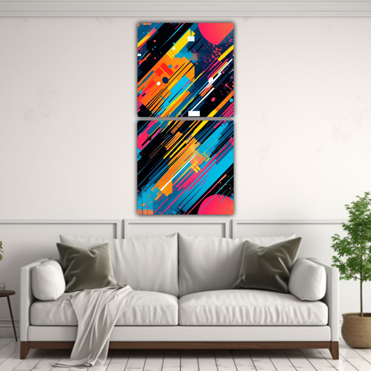GENERICO - Cuadro Abstracto Acuarela Con Reflejo En Canvas 60x120 Cm