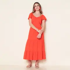 WADOS - VESTIDO MANGA CORTA SOLIDO ESCOTE V