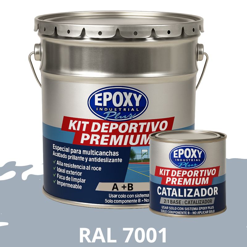 EPOXY - PINTURA  ALTO TRÁFICO  Deportivo Premium  Epóxica 2K 4G RAL 7001
