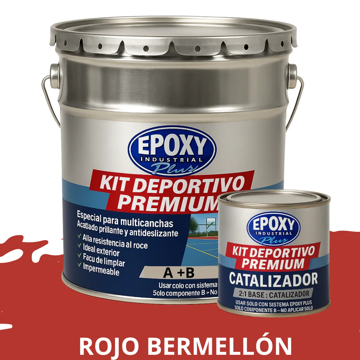 EPOXY - PINTURA  ALTO TRÁFICO  Deportivo Premium  Epóxica 2K 4G ROJO BERMELLON