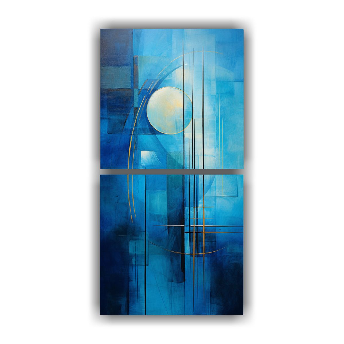 GENERICO - Cuadro Abstracto Azul De Alta Calidad Dos 20x40 Cm