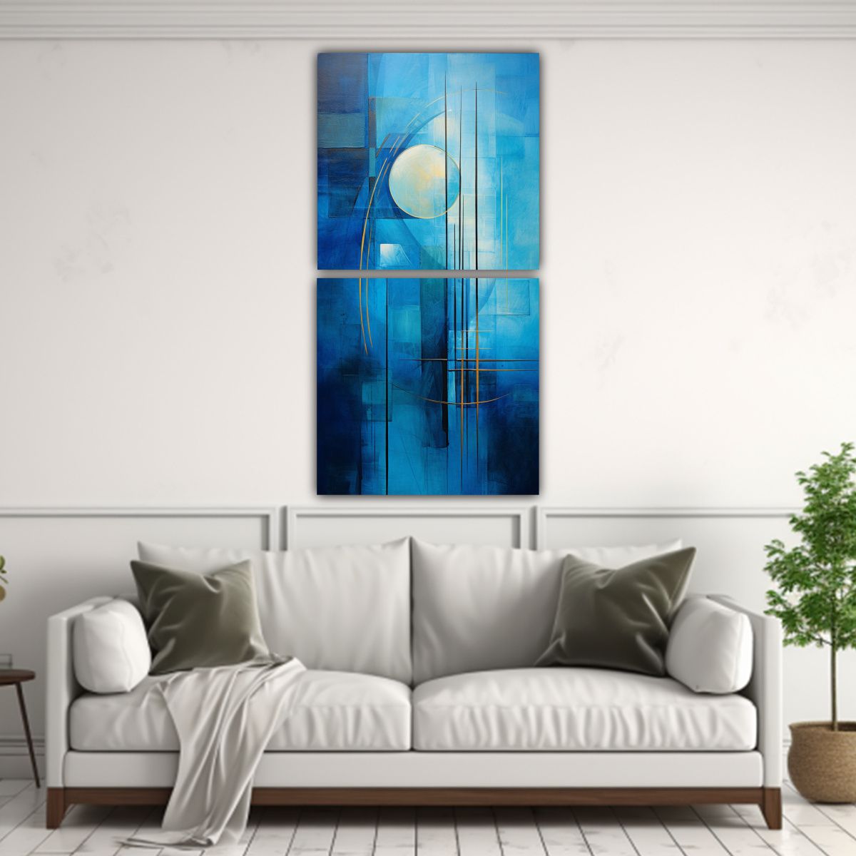 GENERICO - Cuadro Abstracto Azul De Alta Calidad Dos 20x40 Cm