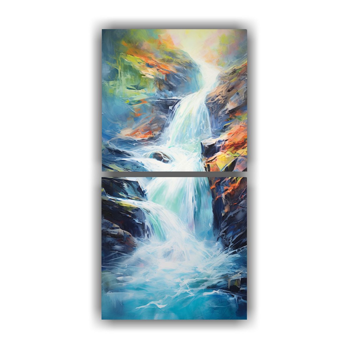 GENERICO - Dos Artes De Pared Composición Cascada En Trazos 20x40 Cm