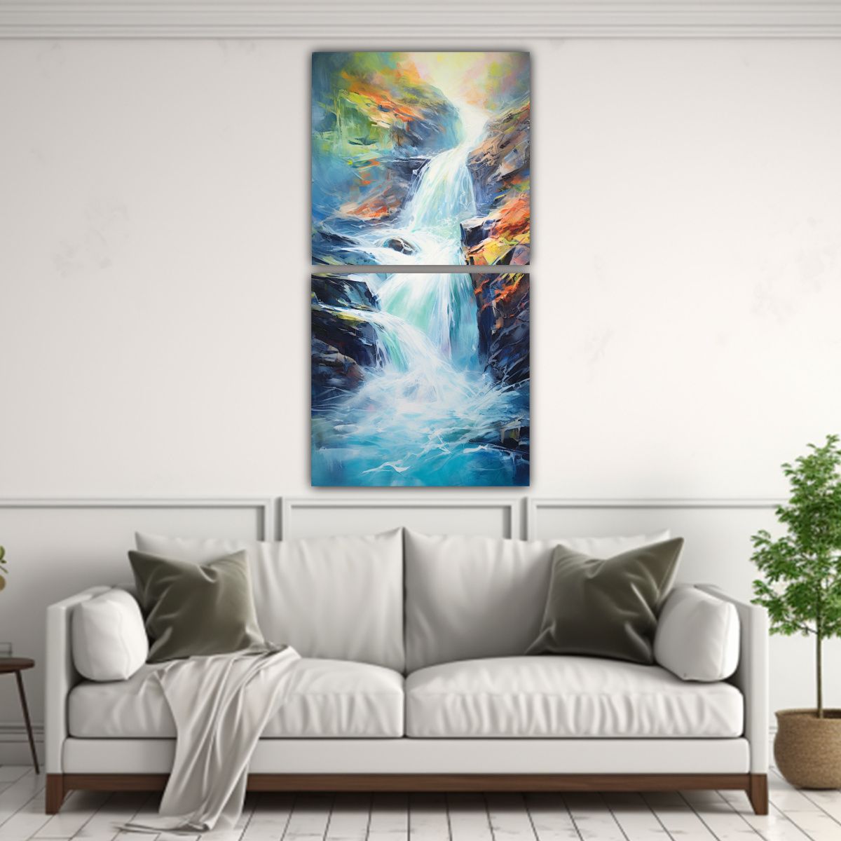 GENERICO - Dos Artes De Pared Composición Cascada En Trazos 20x40 Cm