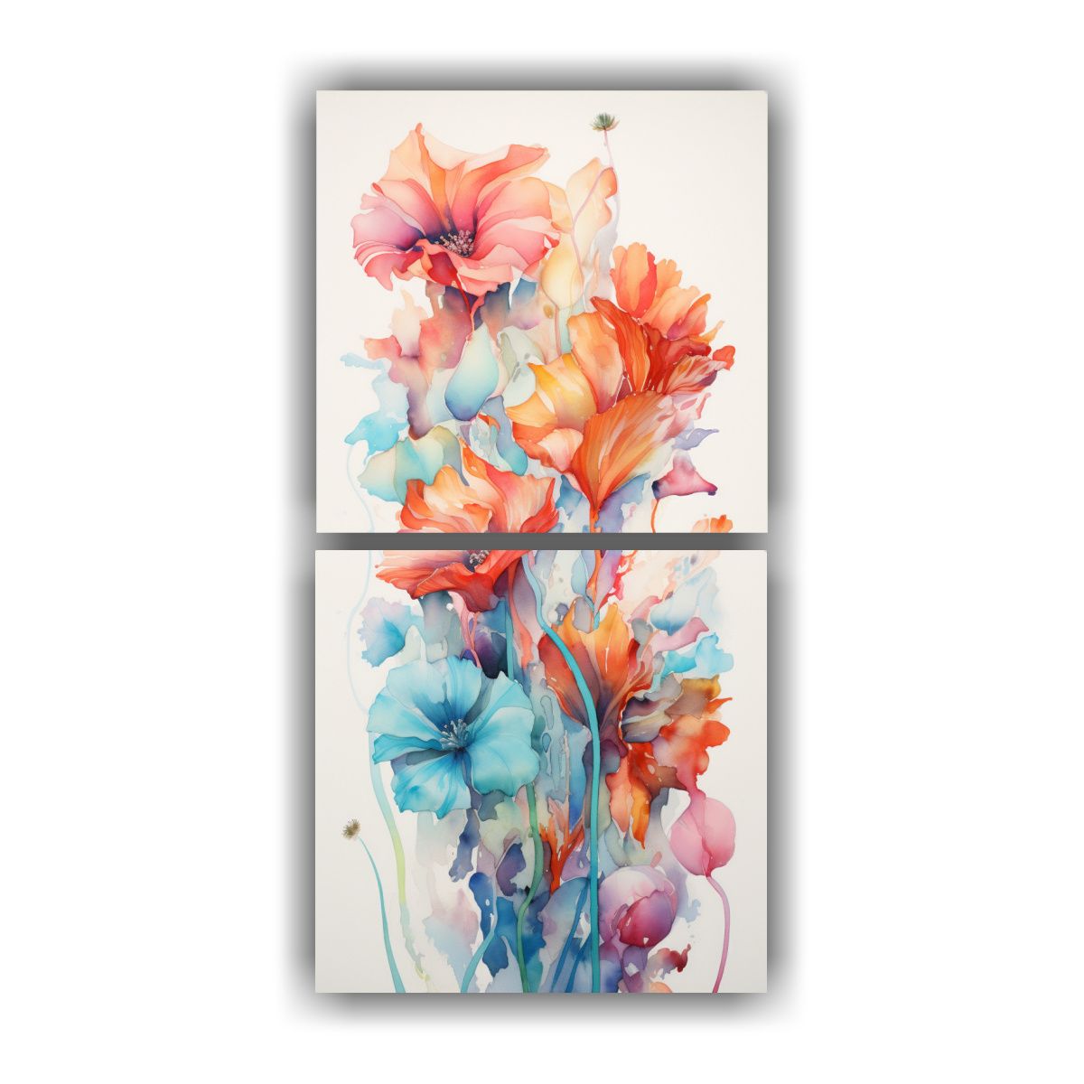 GENERICO - Cuadros Decorativos Con Flores Abstractas En 60x120 Cm