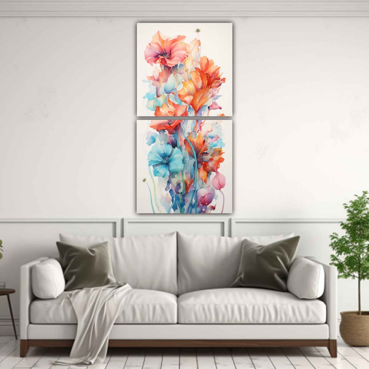 GENERICO - Cuadros Decorativos Con Flores Abstractas En 60x120 Cm