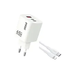 IRM - Cargador Carga Rápida 65w Triple Usb Usb-c +cable Lightning