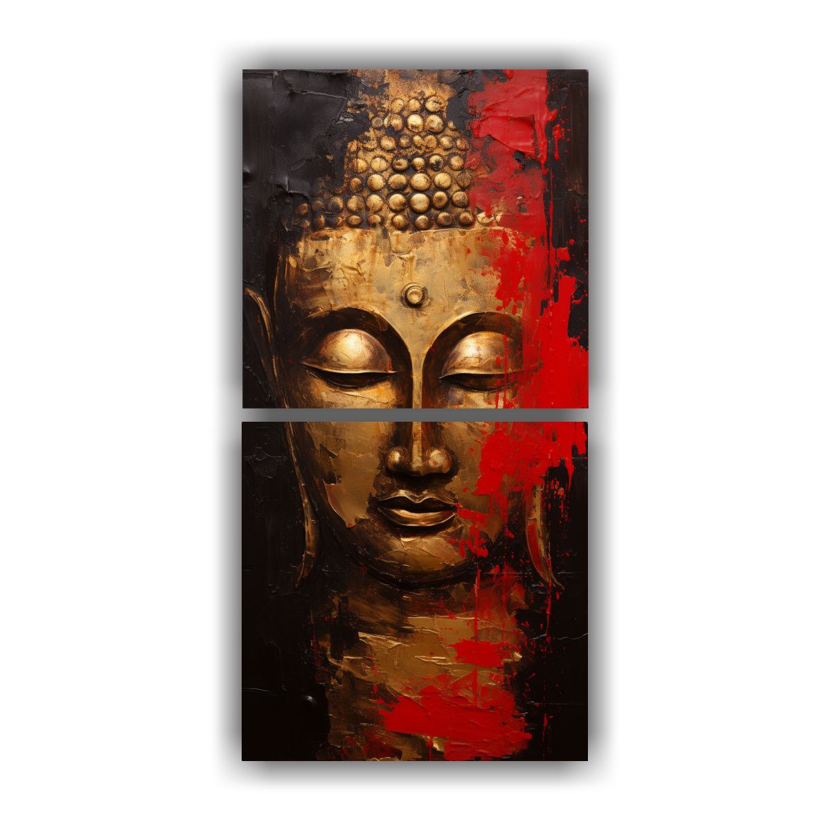 GENERICO - Cuadros De Buda En Estilo Abstracto Dorado Y Rojo 40x80 Cm